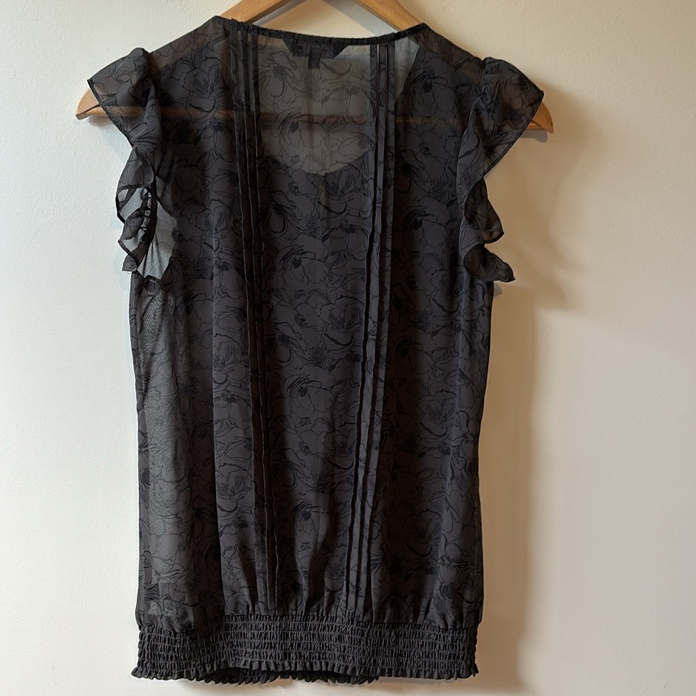 Express Ruffled Gray Sheer Blouse - Picture 5 of 5